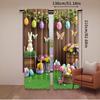 Set Of 2 Rustic Spring Easter Day Curtain Egg Rabbit Flower Butterfly Window Drapes Party Decoration Made Polyester