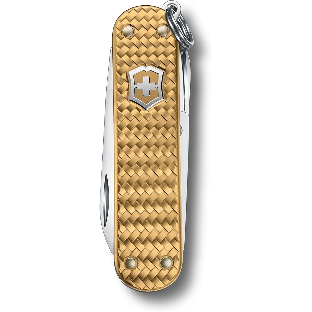 

Victorinox Classic Alox Collection Brass Gold Swiss Army Knife Multi-Tool with Scissors and Screwdriver 5 Functions Compact Lightweight