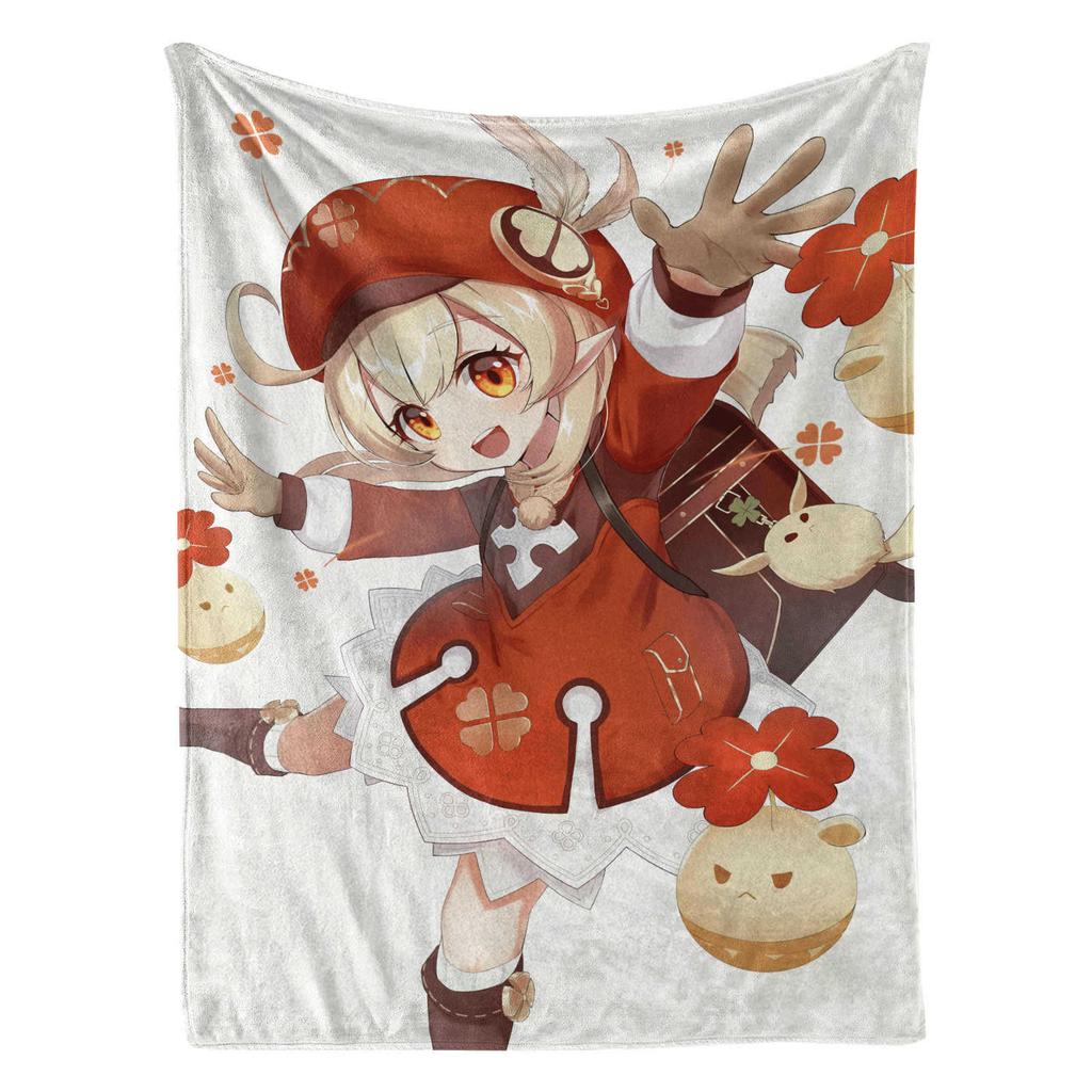 Genshin Impact Klee Cartoon Cute Blanket Cover Warm Soft Anime Flannel Knee Lanket Multifunctional Decoration Universal Blankets