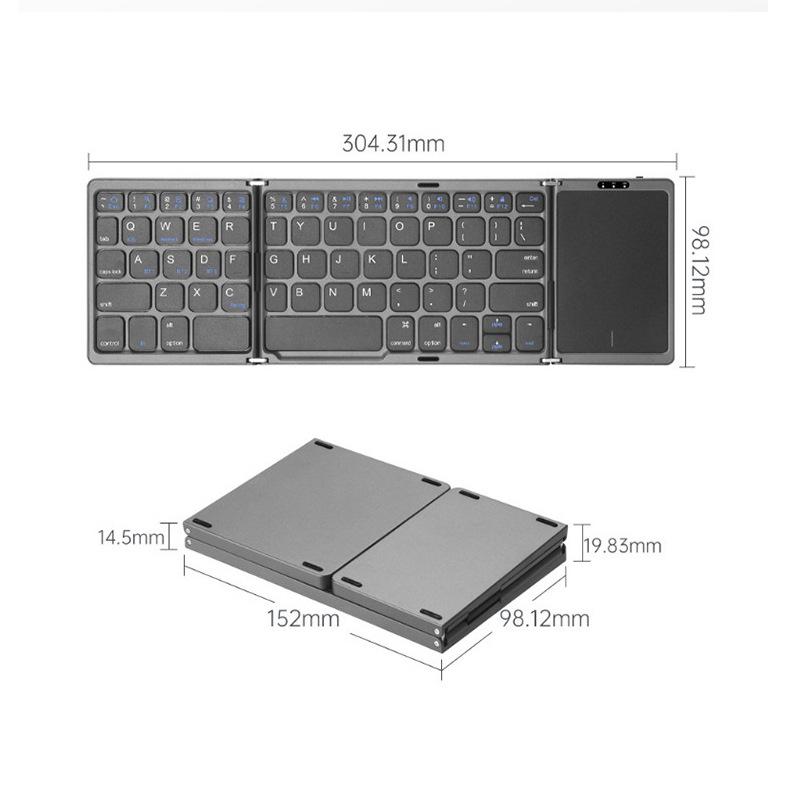 Ultradünne kabellose Bluetooth-Tastatur mit Touchpad für Handys & Tablets