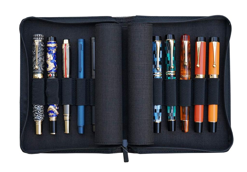 KACO Pen Pen Bag for Fountain Holds 10 Pencils Pen Holder Pouch, Case, Pens/Rollerballs, - Black, Waterproof, Storage,