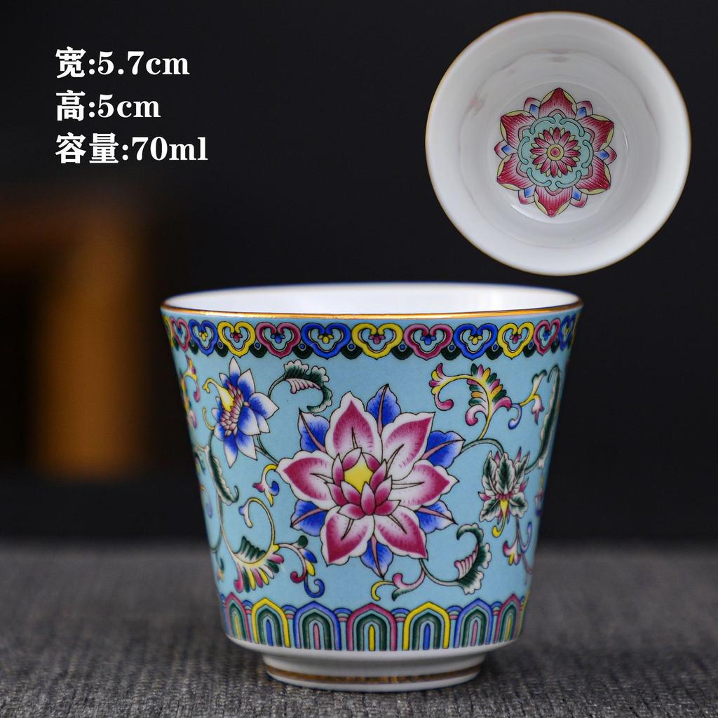 Keramik-Emaille Meistertasse Teegeschirr Kung Fu Teetasse Persönliche Verkostungstasse Mehrfarbige Emaille Teetasse