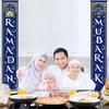 Blulu Ramadan Mubarak Door Banner Ramadan Porch Sign Banner Eid Mubarak Decoration Muslim Hanging Door Decoration for Indoor Outdoor Decor Eid