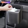 Car Trash Bin Leather Auto Seat Back Hanging Storage Box Bag Holder Rear Chair Trash Can Organizer Driver Side Pockets Garbage
