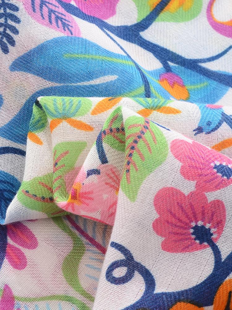 Cotton Linen Women Silk Scarf Sweet Cute Soft Floral Beach Shawl Foulard Femme Mujer Pareo Muffler Bufanda Stoles Hijab Bandana