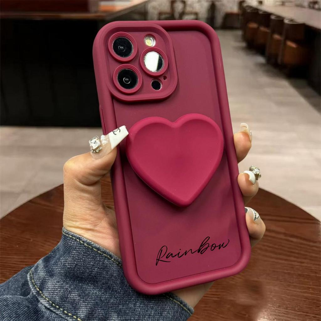 DIY Cute 3D Love Heart Silicone Phone Case For iPhone 16 ProMax Pro 16e 15 14 13 Mini 12 11 XS Max XR 7 Plus 8 6s Shockproof Cover Customized Name