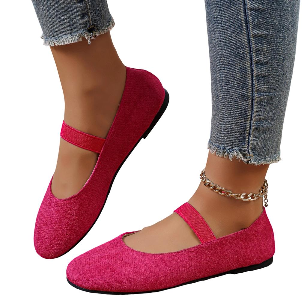 Women's Plus Size Fashion One Strap Round Toe Casual Flats for Everyday Wear