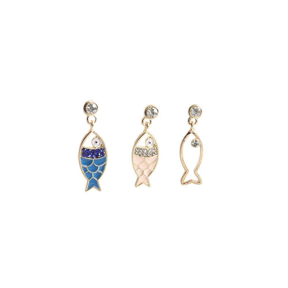 Cartoon Hollow Zircon Fish Earrings New Bohemian Ocean Elements Cute Fashionable Creative Design Earrings Women Holiday Jewelry