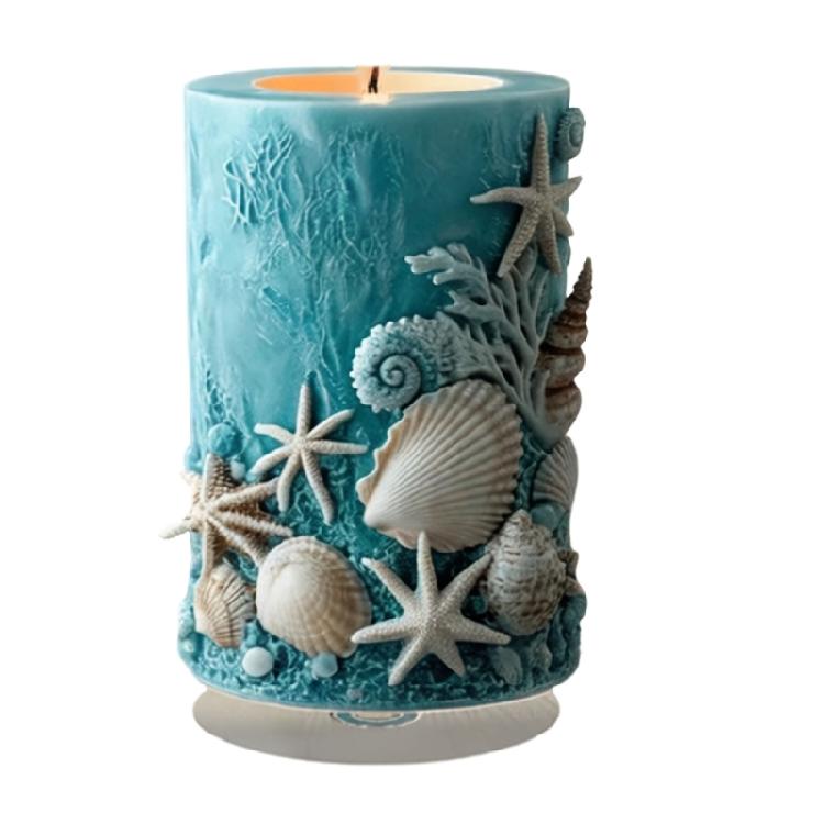 

Ocean Candle Statue Figurines 2D Flat Acrylic Plaque with Rotatable Base Ornament for Home Wedding Tabletop Decorations 1
