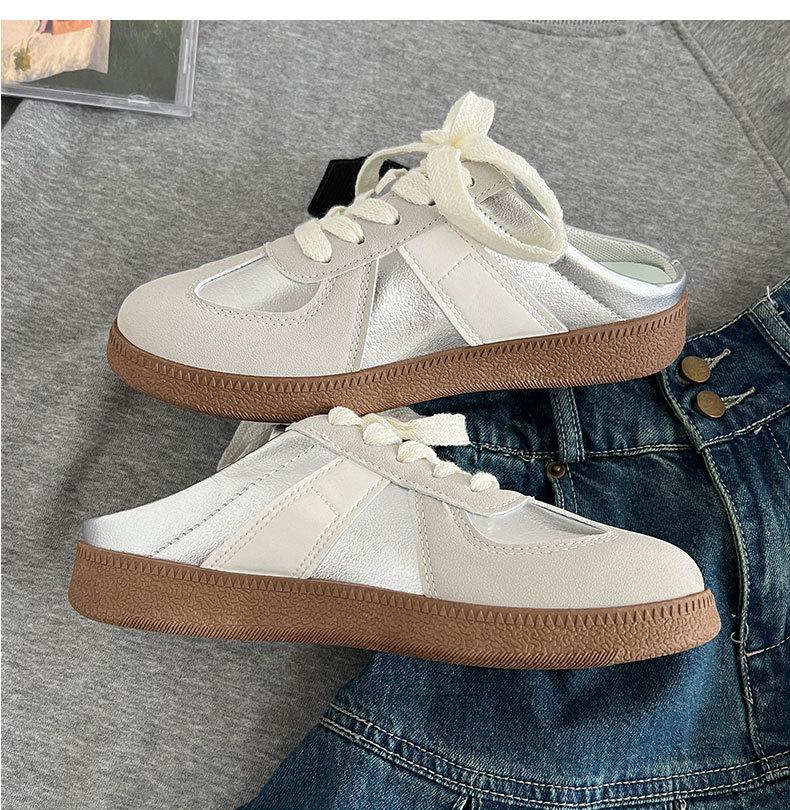Silver Internet Celebrity Super Fire Thick-soled Bag Head Half Slippers Women's Summer Wear 2025 New Retro Lightweight Half-drag German Training Shoes