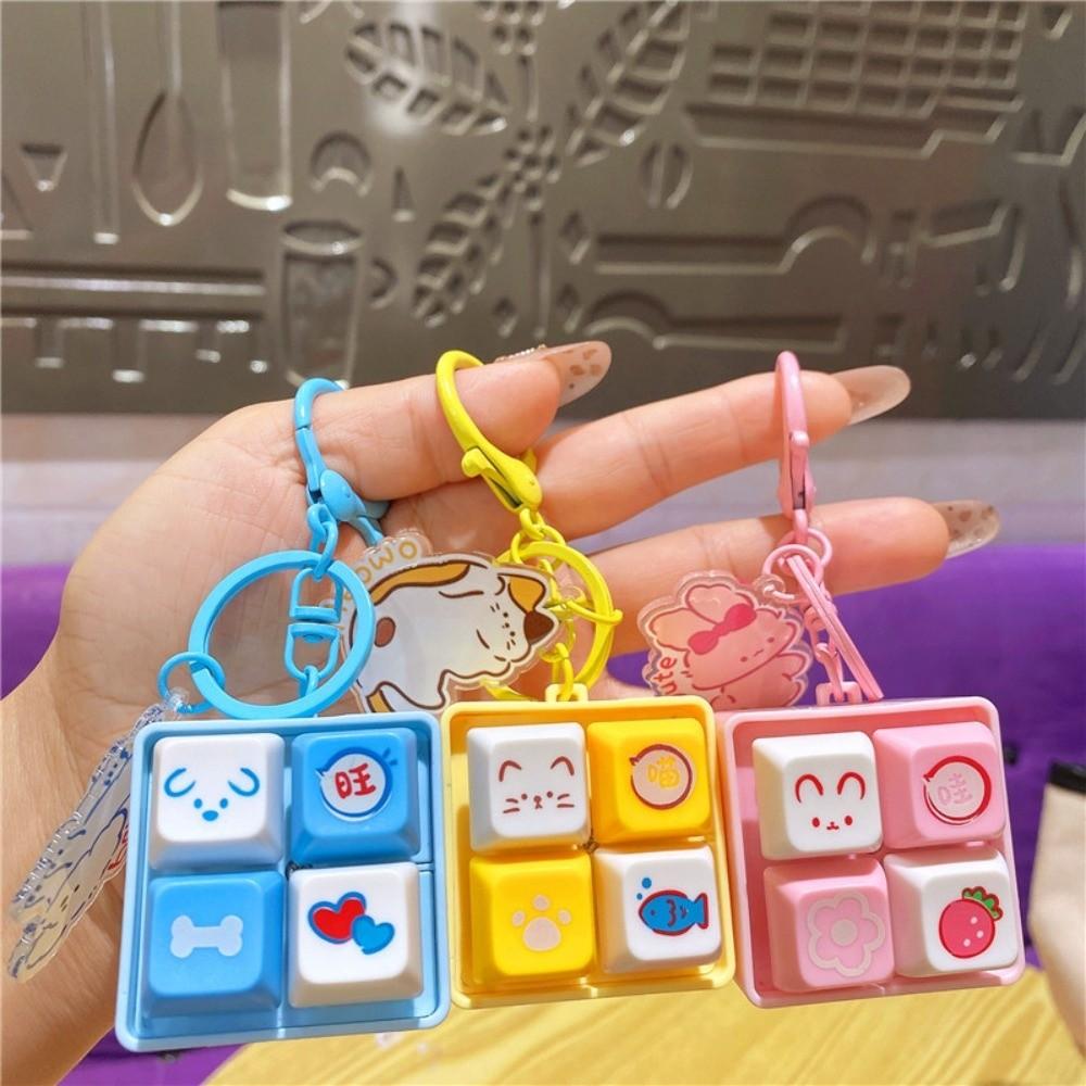 DIY Keyboard Stress Relief Keychain Cartoon Mechanical Keyboard Tester New Fidget Toys