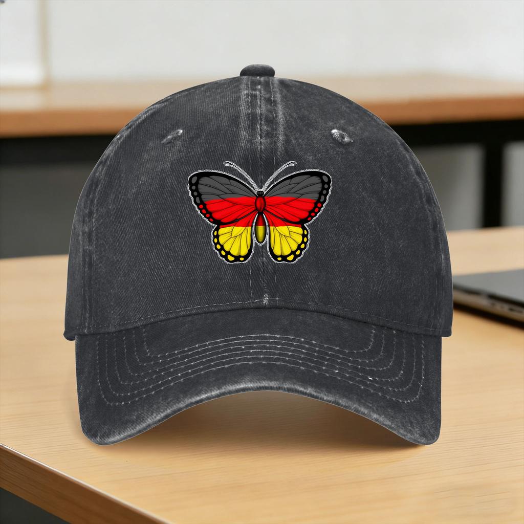 GerUnisexy Deutschland GerUnisex Flag Butterfly Washed Baseball Cap Stylish Sun Hip Hop Hats Summer FeUnisex Unisex Running Hippie Caps
