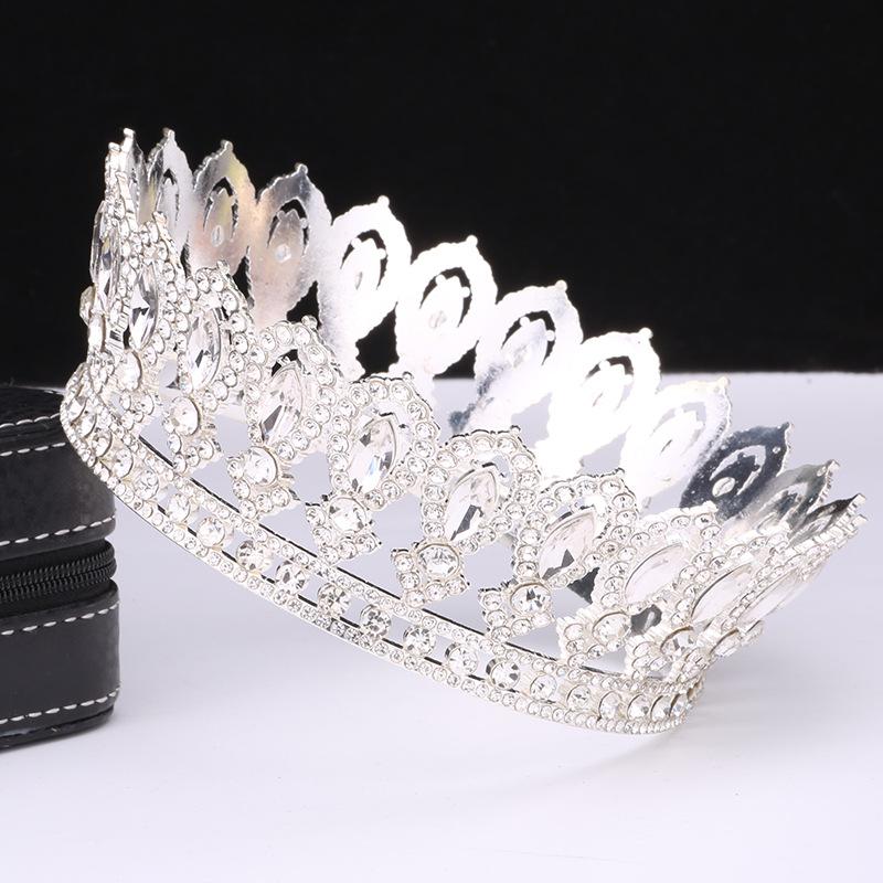 New Baroque Bridal Crown Round Multicolor Crown King Queen Birthday Party Alloy Hair Accessories