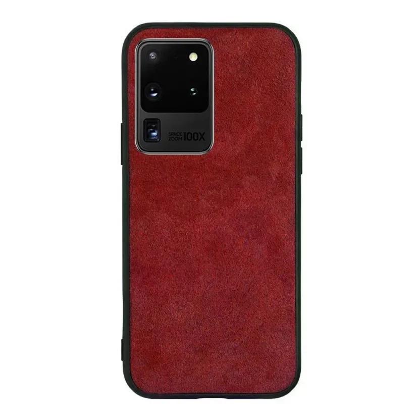 

Luxury Alcantara Case For Samsung Galaxy S20 FE S25 Ultra S26 S24+ S23 S22 S21 Plus Note 20 Suede Leather Phone Cover S25Ultra червоний