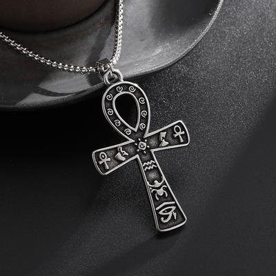 Antiker Ägyptischer Edelstahl Ankh Auge des Horus Totem Anhänger Halskette Geeignet für Männer und Frauen Mode Amulett Geschenk