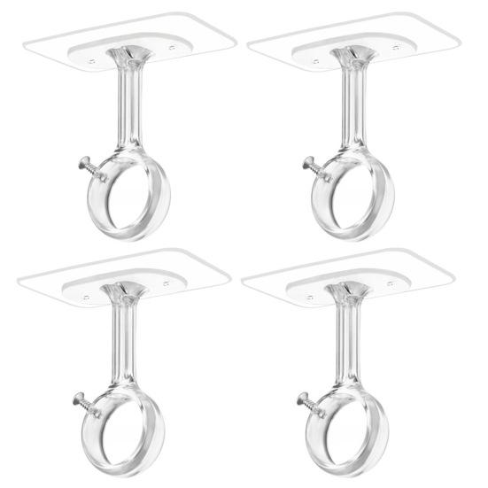 Curtain Rod Holder Brackets Strong Load-bearing Adjustable Simple Installation Ceiling Mounted Self Adhesive Curtain Rod Hooks