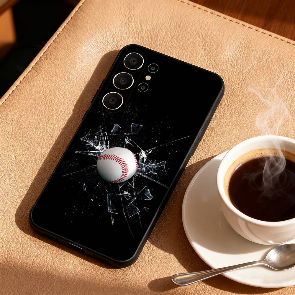 

КРУТЫЙ B-Бейсбольный чехол для телефона Samsung S26, S25, 24, 23, 22, 30, 21, 10, 9, Ultra, Plus, Lite, Черный мягкий чехол Samsung S24