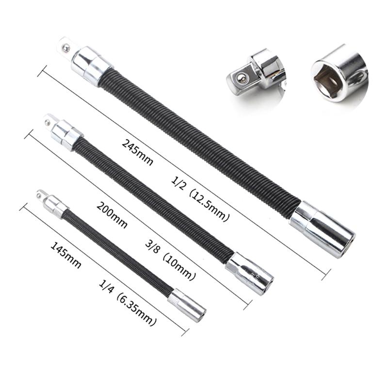 Flexible Shaft 1/4 3/8 1/2 High Torque Extension Bar Conversion Head Drive Socket Ratchet Wrench Hand Spring Post Extension Rod