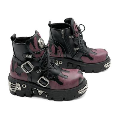 Sommer Rock Trend Punk Flammen Stiefel Metall Rock Kurzer Schaft Plateau Herren und Damen