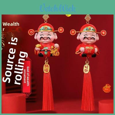 Traditional Car Pendant Resin Lucky God Rearview Mirror Decor For New Year Celebration