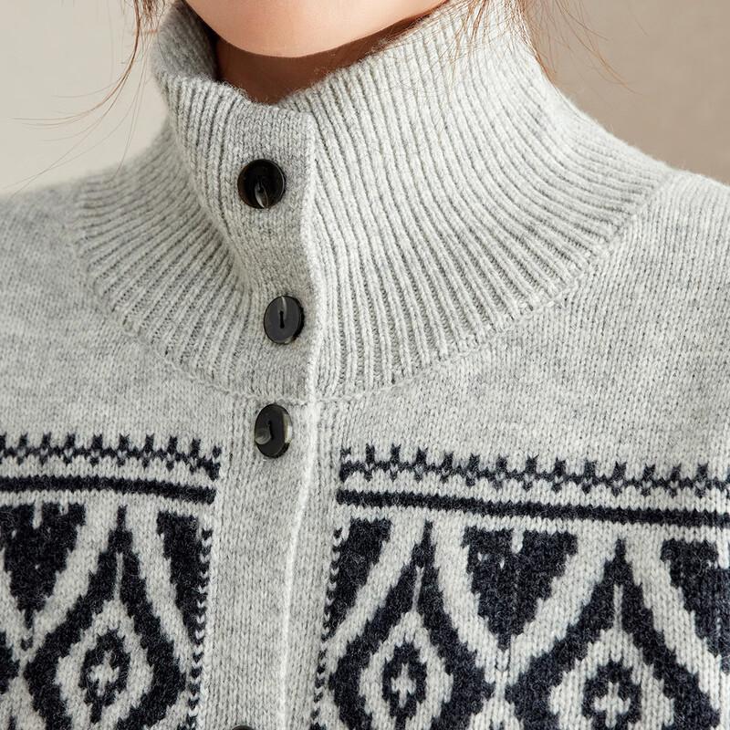 Srcr Women's Thickened 100% Wool Knit Cardigan