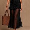 Elegant Women S Sleeveless Mesh Ruffle Long Party Dress