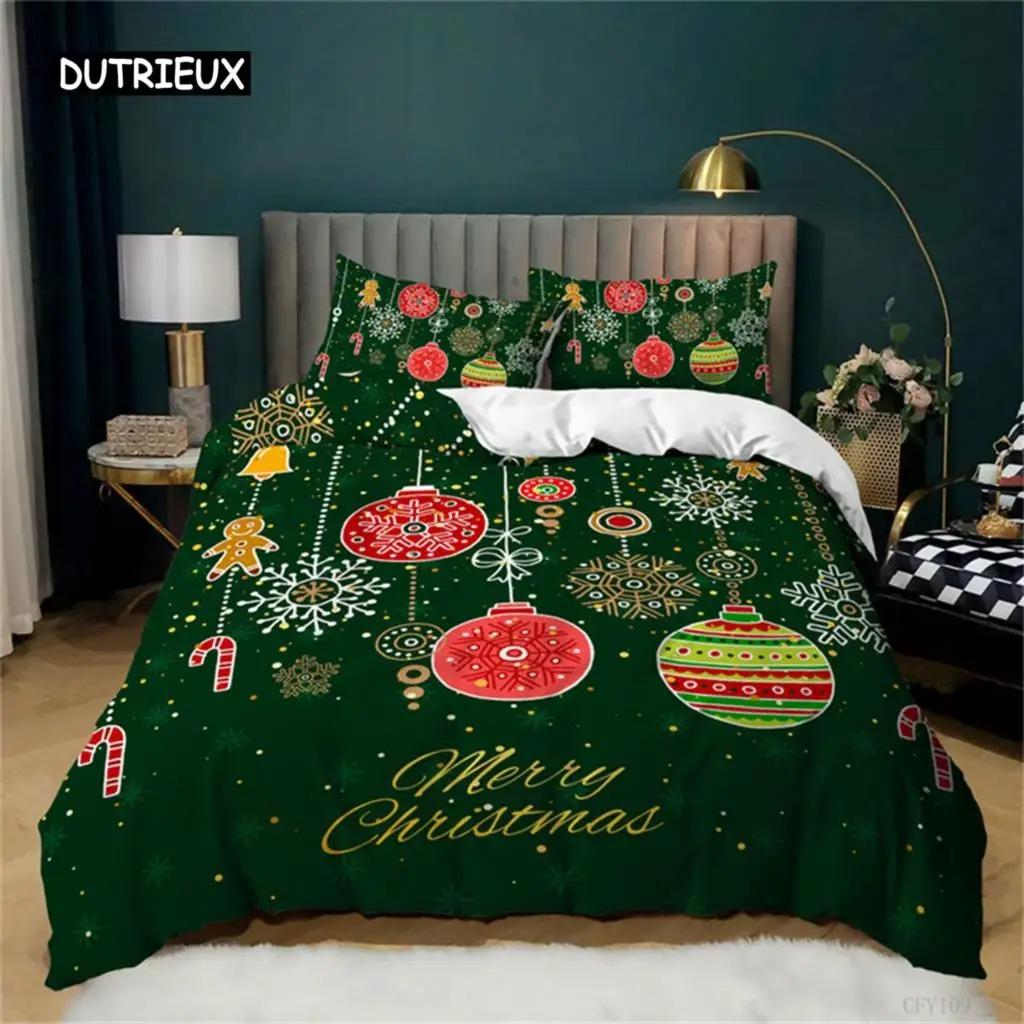 Weihnachtsmann oder Elch Bettbezug Bettwäsche-Set Full Queen für Jungen Mädchen Geschenke Schlafzimmer Mikrofaser Bettdeckenbezug mit Kissenbezügen