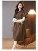 Chic Purple Cotton-Linen Dress for Middle-Aged Women - Summer Solid Color with Small Lapel