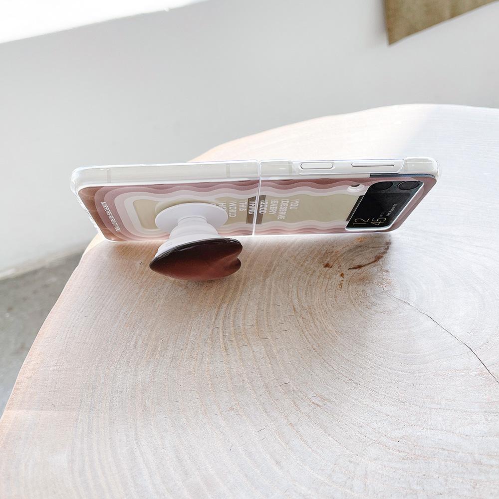 For Samsung Galaxy Z Flip 4 3 Case Gradient Waves Painted Transparent Shockproof Folding Hard Back Cover With Love Stand Holder