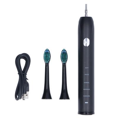 Elektrische Zahnbürste für Erwachsene, weich, schwarz, USB-Aufladung, 5 Modi, wasserdicht, Aufhellung, Ultraschall