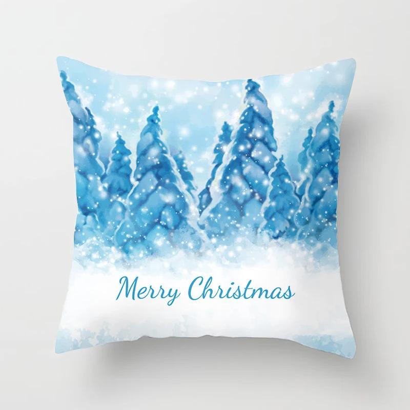 Blauer Schneeflocken Weihnachts-Kissenbezug Heimdeko Ornament Anhänger Geschenk Kissen