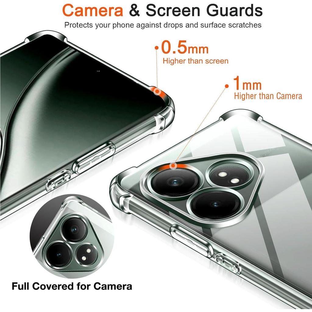 Nárazuvzdorné pouzdro z TPU s airbagy pro Realme GT 7 Pro 6 6T Neo 3 3T GT 2 Neo 2T Note 50 Ochranný kryt Průhledná Capa Fundas Coque