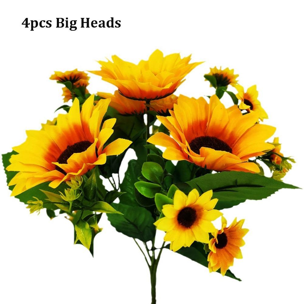 

Новая 7/15 Головок Осеннее Украшение Цветок Пластик Шелковый Цветок Желтый Желтые Цветы Подсолнуха Букет Домашнее Украшение