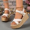Fashion Cross Band Chunky Platform Sandals Women Fashion Ankle Strap High Heel Sandals Woman 2025 Summer Thick Bottom Wedges Sandalias