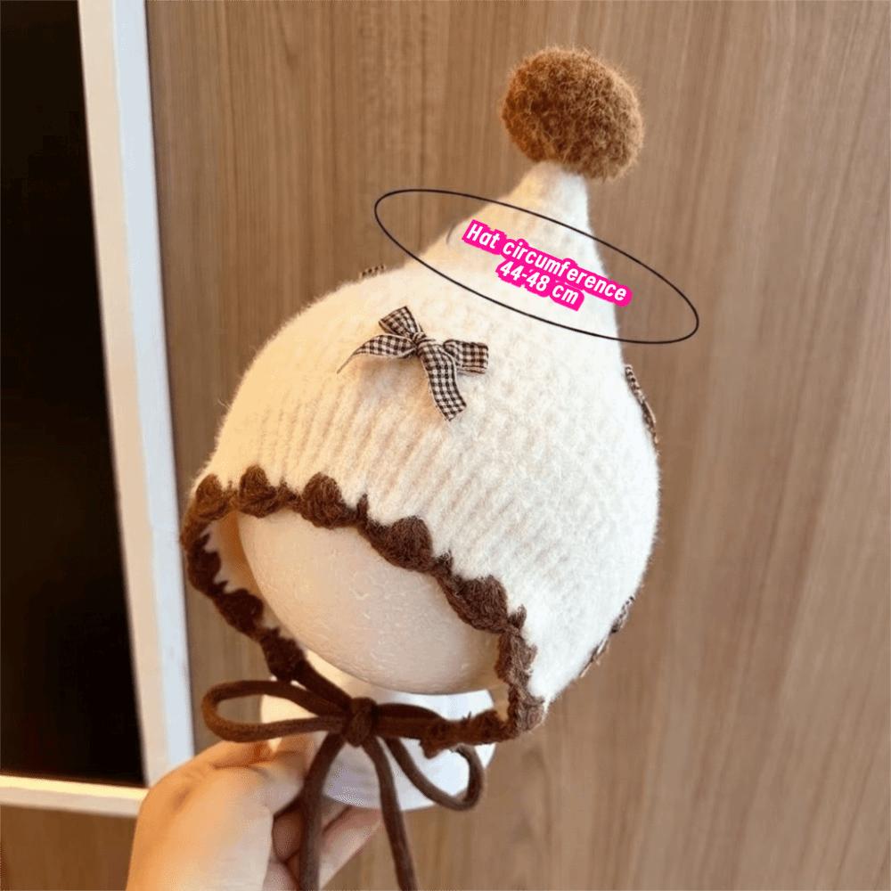 Thickened Baby Knitted Hat Bowknot Winter Baby Hat Cute Toddler Pointed Beanie Cap for Newborn