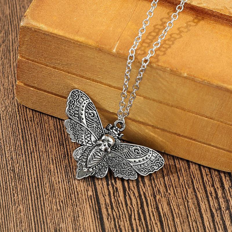 

Винтажное индивидуальное ожерелье с серьгами-бабочками в виде черепа, модный тренд, подвеска с изображением животных на Хэллоуин