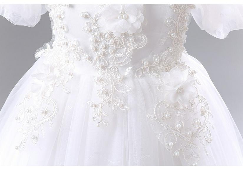 Girls' Formal Princess Festival Performance Wedding Dresses with Mesh and Trailing Fluff