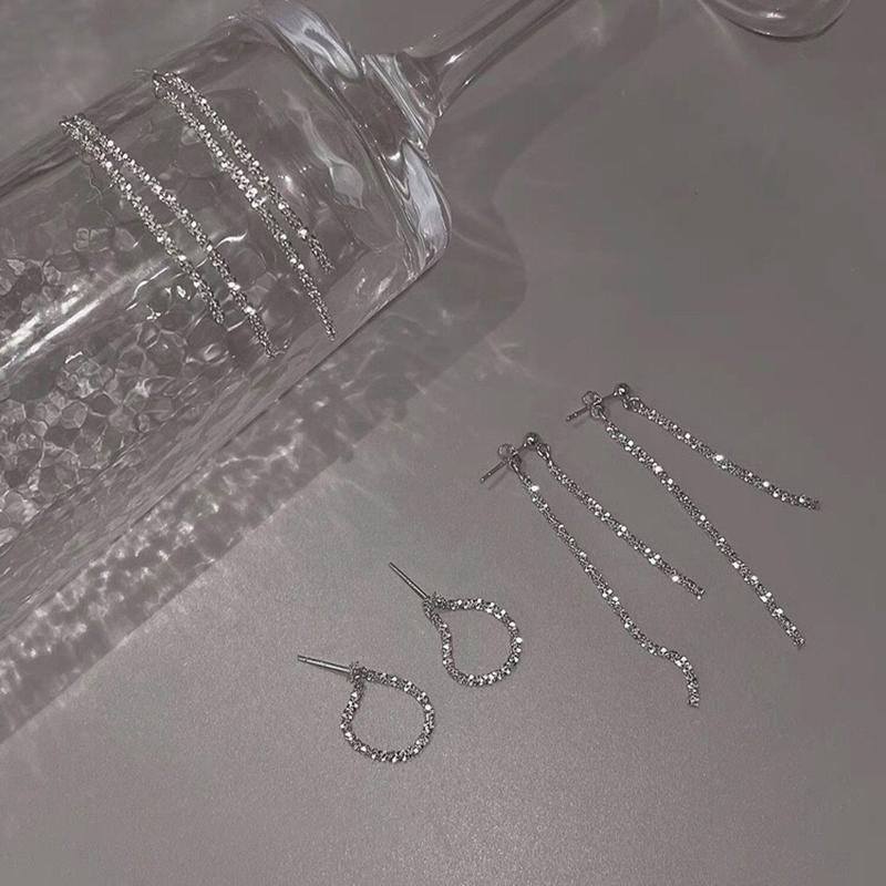 ANENJERY Lange Quastenketten-Ohrringe für Damen, funkelnde baumelnde Ohrringe, Party-Schmuck. Neu