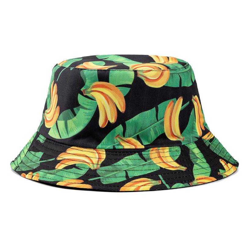 Hot Sale Unisex Bucket Hats Summer Double-sided Wear Fruit Printing Women Cap Outdoor Sun Hat Men Classic Panama Bucket Hat