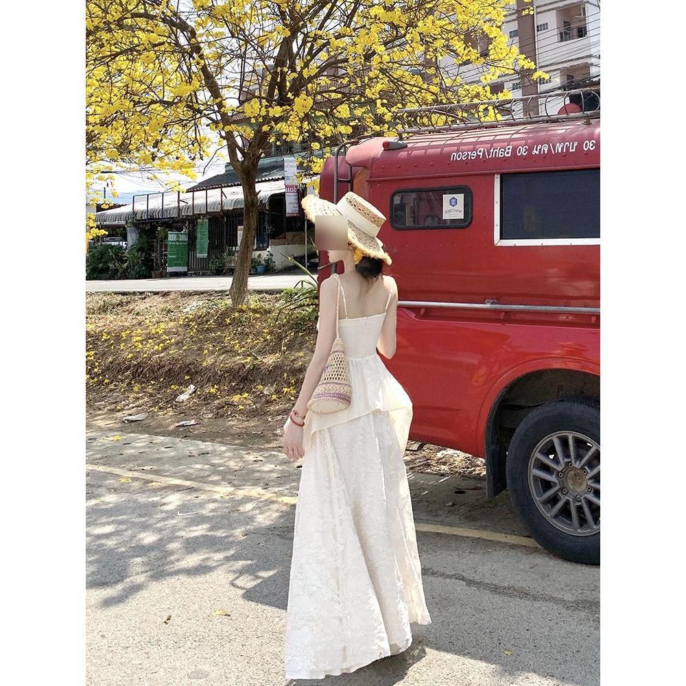 Girly design gentle lace splicing skirt + suspender flower waist top two-piece suit female sweet