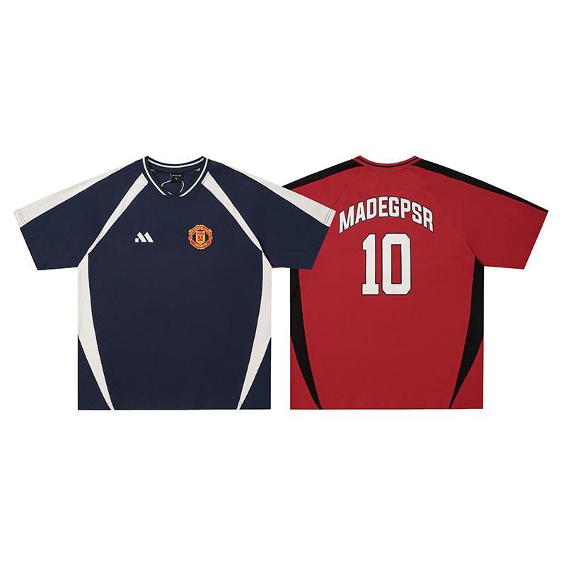 Mens Vintage American Style Soccer T-Shirt Loose Fit Short Sleeve Tee Teen Youth