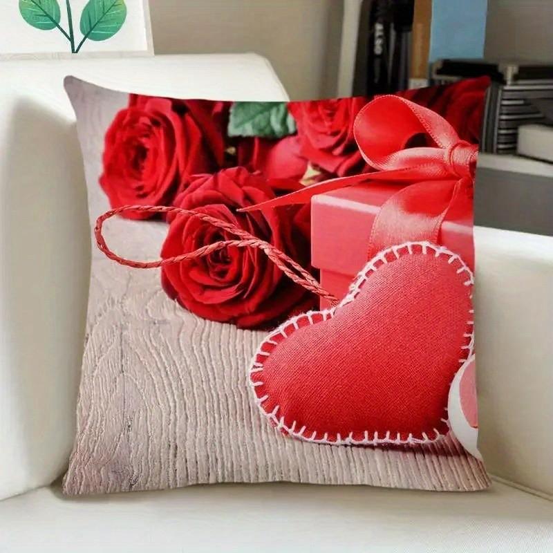 Love Puppies and HeartPrinted Pillow Covers Pattern Cushion Cover Suitable for Sofa Bedroom Car Pillow Cover