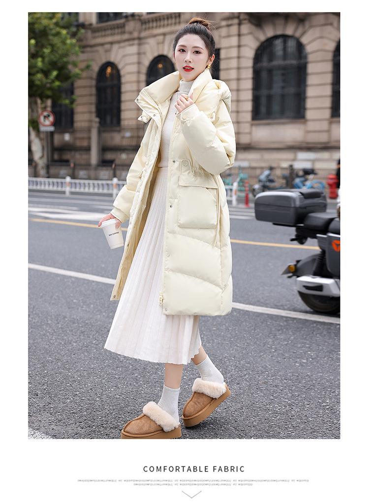 Brand Women's Mid-Length Slim Fit White Duck Down Jacket - Winter 2025 Style, Petite Size, Waist-Cinching, Thickened Coat