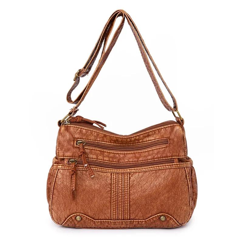 

2026 Zipper Denim Women s Crossbody Bag Solid Color Popular Casual Shoulder Bag Versatile Lightweight Handbag коричневий