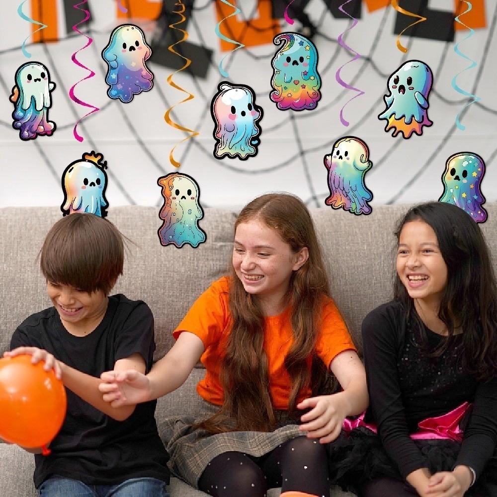 Colorful Ghost Spiral Pendant Paper Ghost Ceiling Decoration Halloween Ghost Banner  Ghost Festival