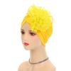 Women Turban Hat Pure Color Mesh Flower Decor Elastic Non-Slip Headwrap Breathable Lightweight Summer Headscarf Hat