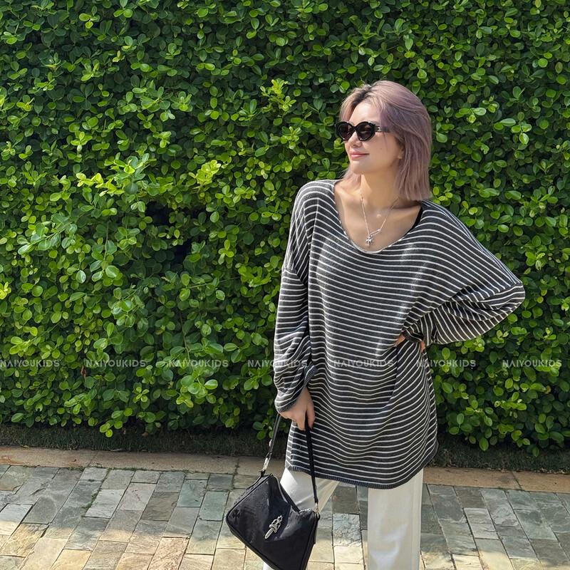 NAIYOUKIDS Kids' Loose Fit Striped Long-Sleeve T-Shirt