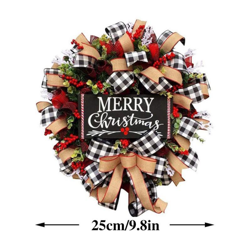 

Рождественский венок 25/30 см, сетка, бант, имитация ягод, сосновые шишки, венки, гирлянды на входную дверь, подвесное украшение, декор С Новым годом