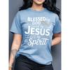 Blessed By God Loved By Jesus Women's Tee - Christian Faith Green Top