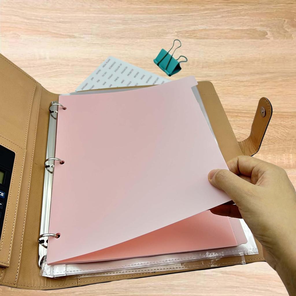 3-Ring Binder Plastic Pink Dividers, 8 Tabs, Include an Exquisite Planner Sticker, Sturdy & Aesthetic Dividers with Tabs,1 Set